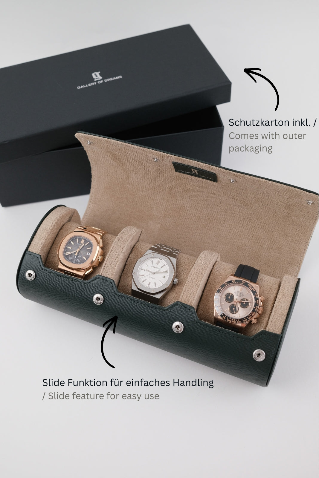 Uhrenrolle 3 - Large - Forest Green & Milky Coffee