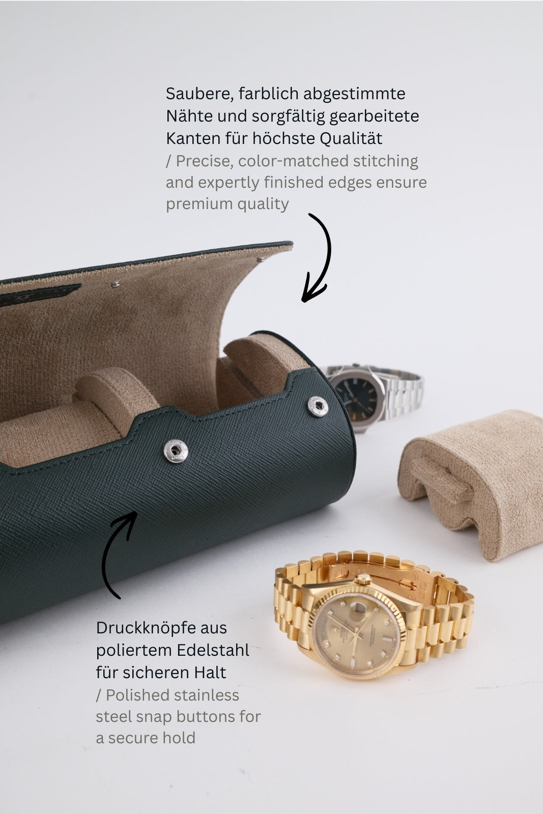 Uhrenrolle 3 - Large - Forest Green & Milky Coffee