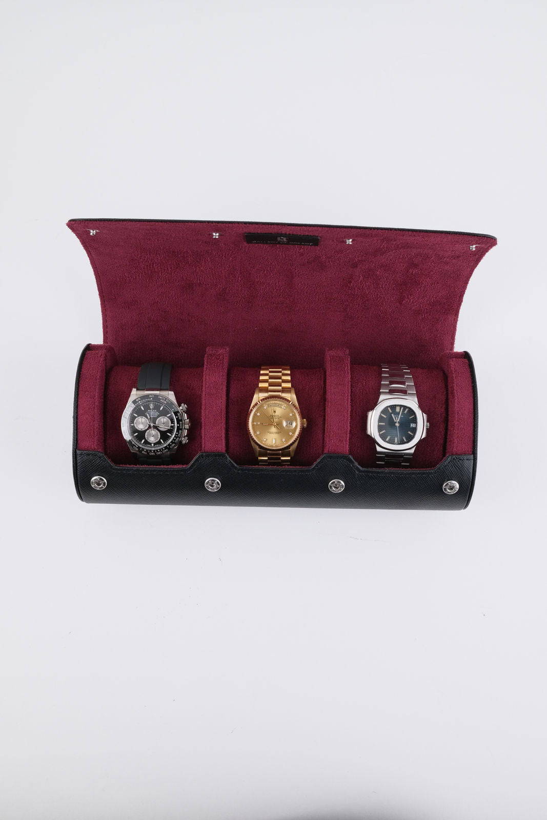 Uhrenrolle 3 - Large - Midnight Black & Wine Red