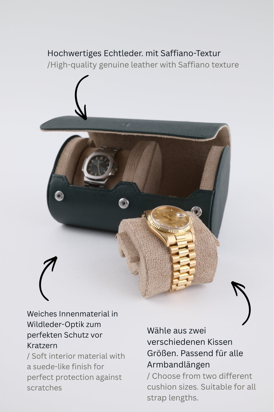 Uhrenrolle 2 - Medium - Forest Green & Milky Coffee