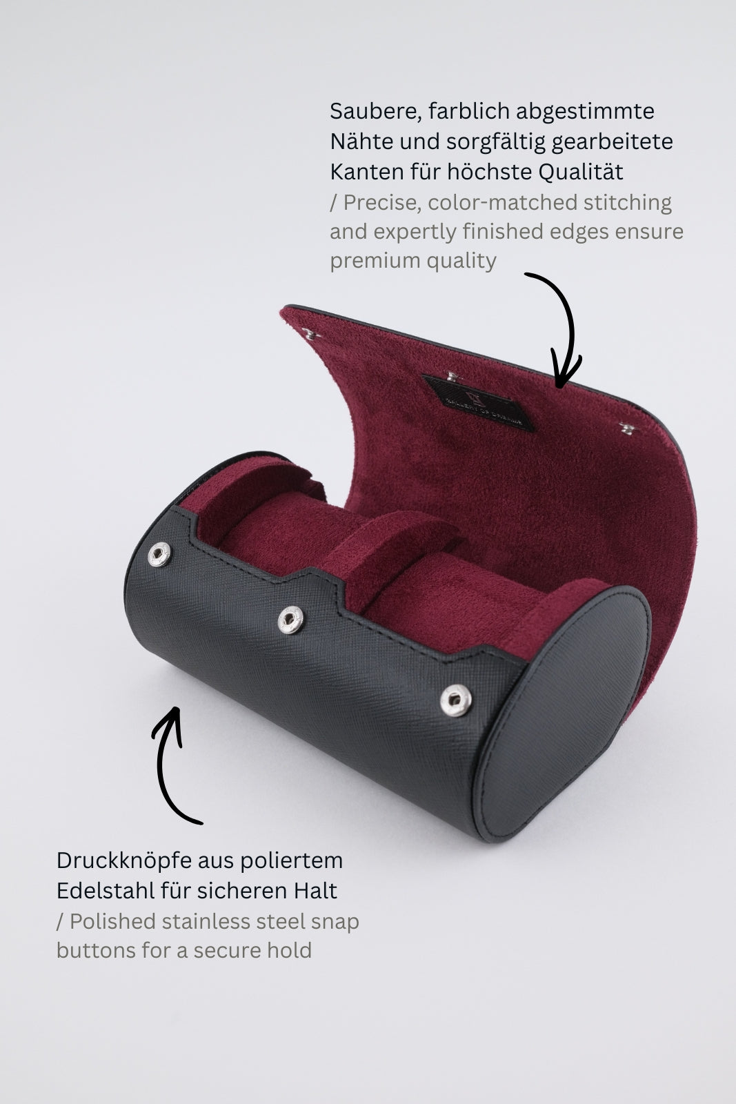 Uhrenrolle 2 - Medium - Midnight Black & Wine Red