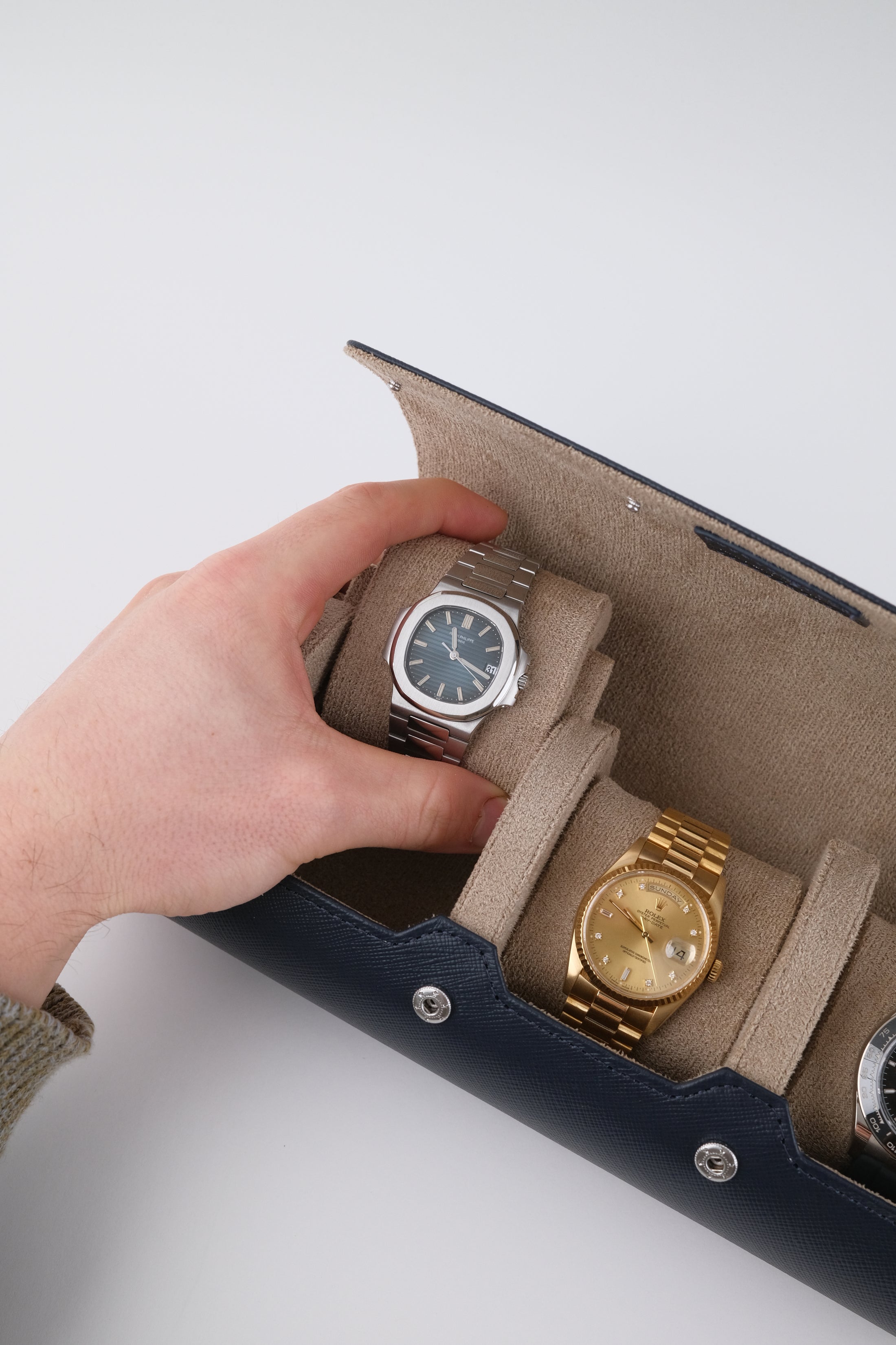 Uhrenrolle 3 - Large - Ocean Blue & Milky Coffee