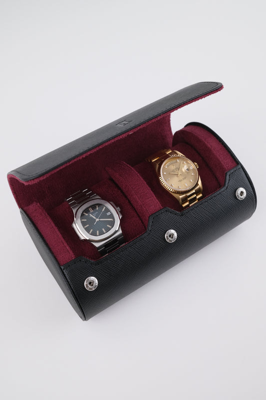 Uhrenrolle 2 - Medium - Midnight Black & Wine Red