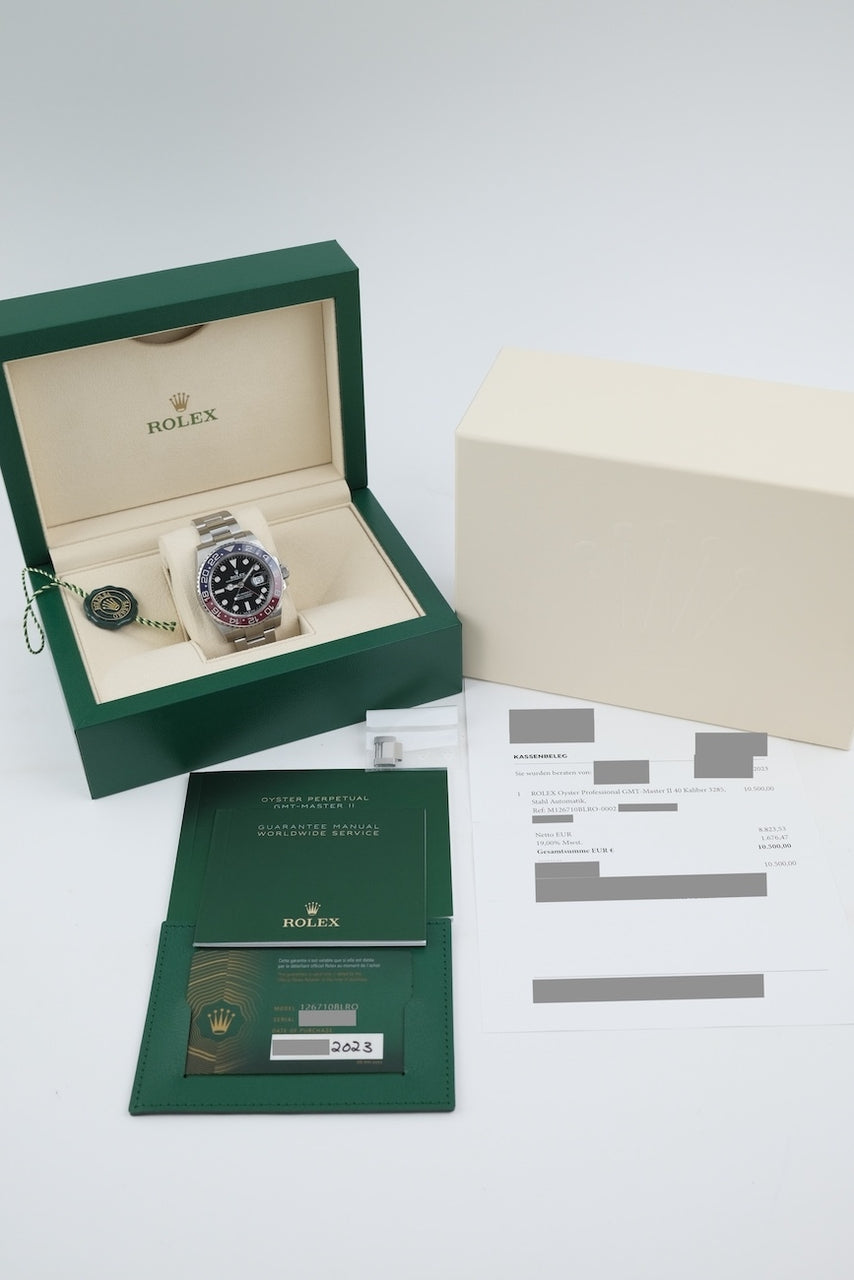 Rolex GMT-Master II 126710BLRO - dokumenty i/lub zakres dostawy