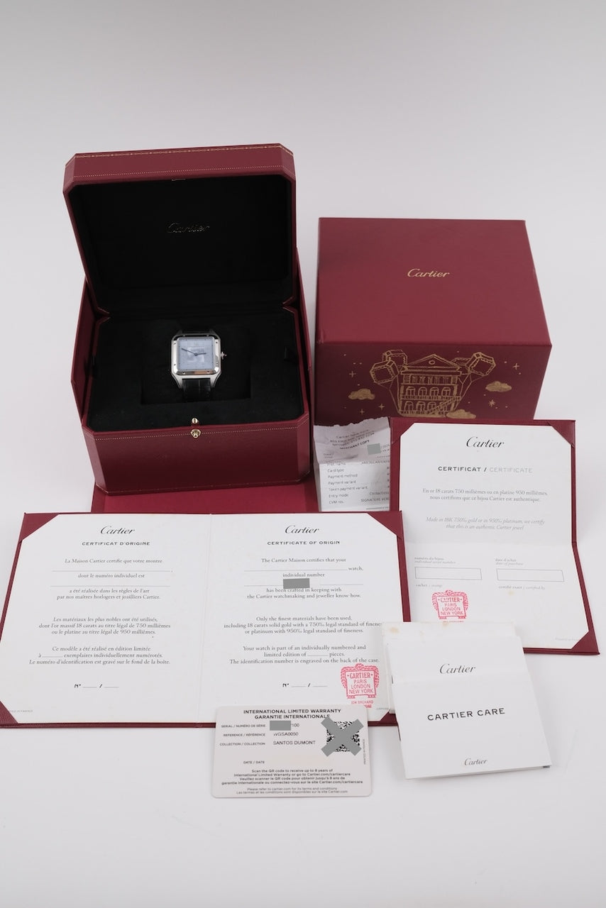 Cartier Santos Dumont Platinum WGSA0050 / WGSA0048 - Papiere und oder Lieferumfang