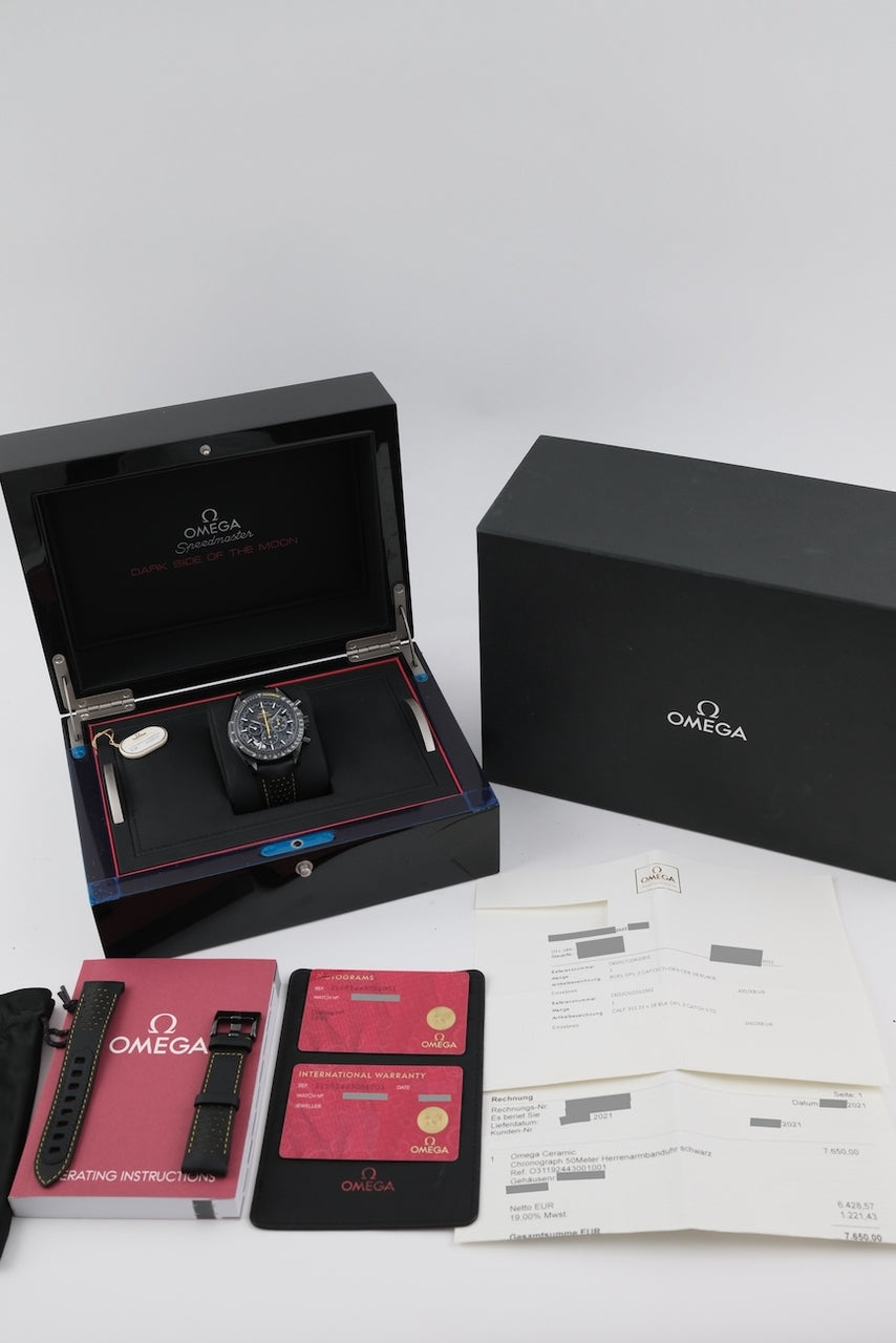 Omega Speedmaster Dark Side Of The Moon 31192443001001 - Papiere und oder Lieferumfang