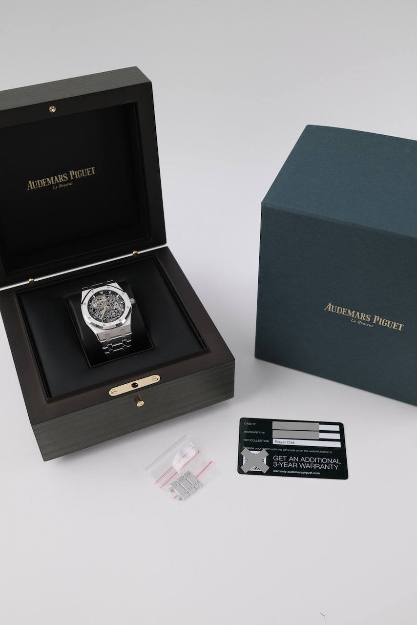 Audemars Piguet Royal Oak Jumbo Skeleton 16204BC.OO.1240BC.01 - Papiere und oder Lieferumfang