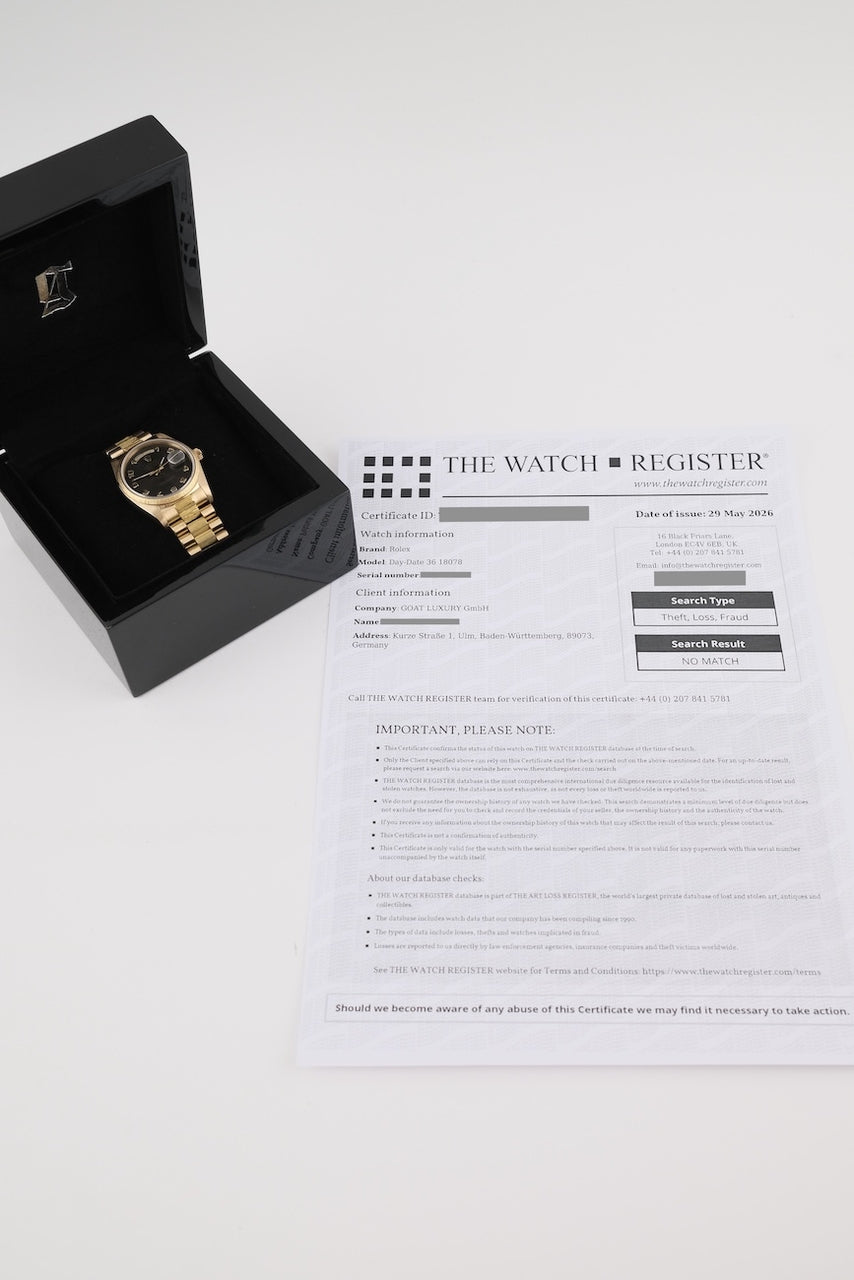 Rolex Day-Date 36 18078 - Papiere und oder Lieferumfang