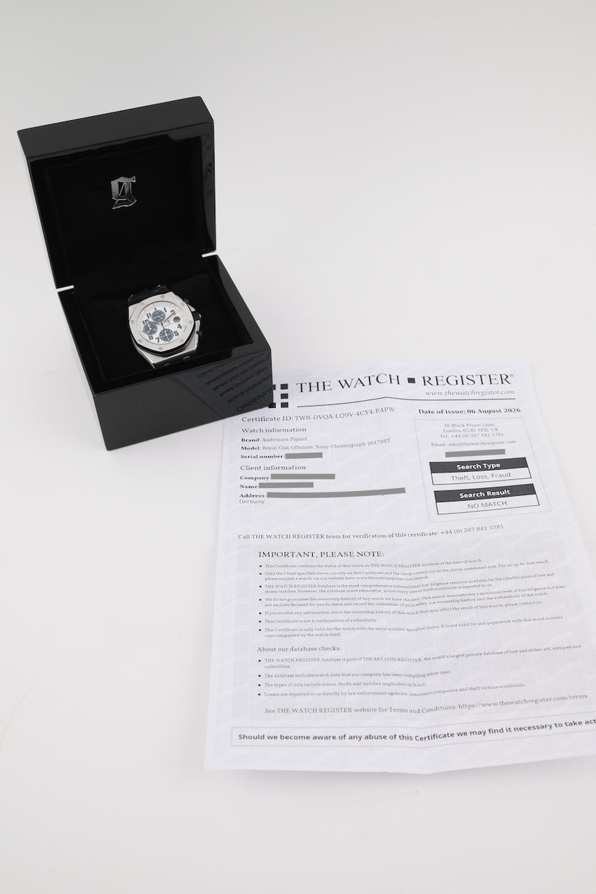 Audemars Piguet Royal Oak Offshore Navy Chronograph 26170ST - Papiere und oder Lieferumfang