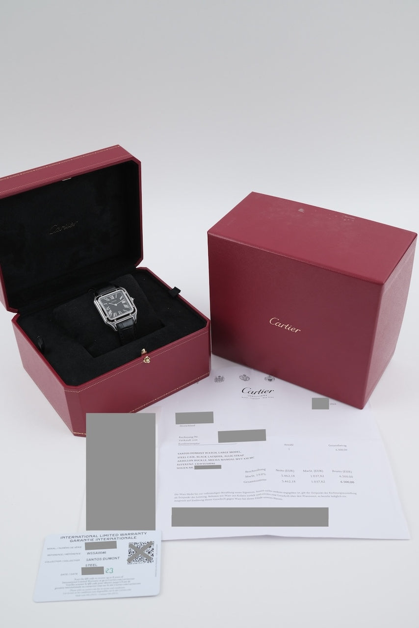 Cartier Santos Dumont Black Lacquer WSSA0046 - Papiere und oder Lieferumfang
