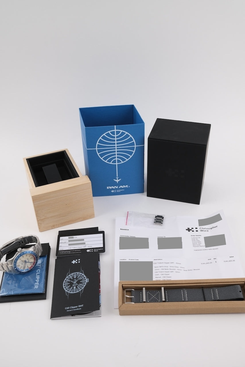 Chritopher Ward C60 Trident Clipper GMT Pan Am C60-42AGM3SOBWPA-B0N - papers and or scope of delivery