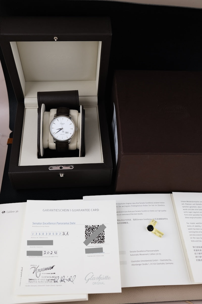 Glashütte Senator Excellence Panorama Big Date 1-36-03-05-02-31 - Papiere und oder Lieferumfang