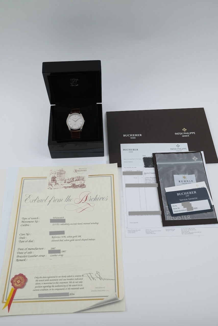 Patek Philippe Calatrava 5196G-001 - Papiere und oder Lieferumfang