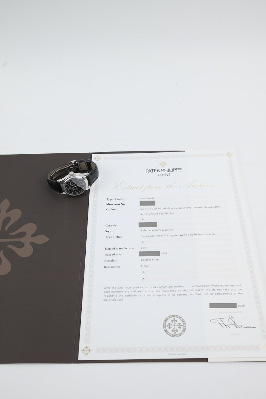 Patek Philippe Annual Calendar 5035P - Papiere und oder Lieferumfang