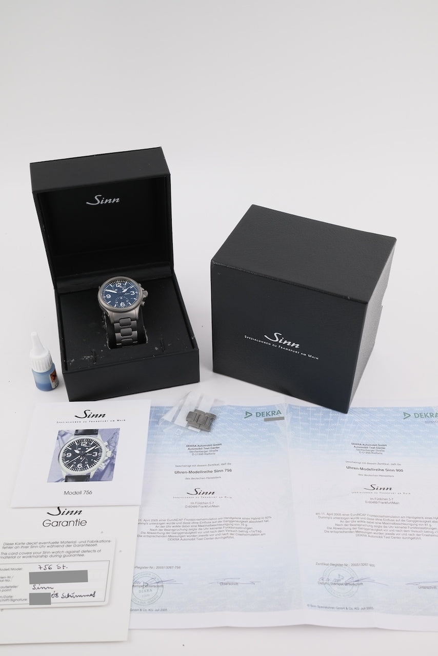 Sinn 756 Duochronograf 756 - dokumenty i/lub zakres dostawy
