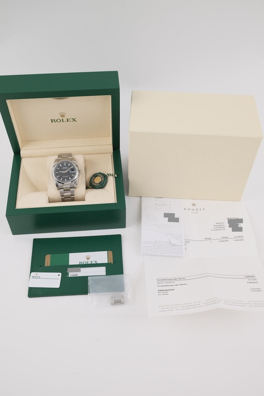 Rolex Datejust 36 Roulette Date  116200 - Papiere und oder Lieferumfang