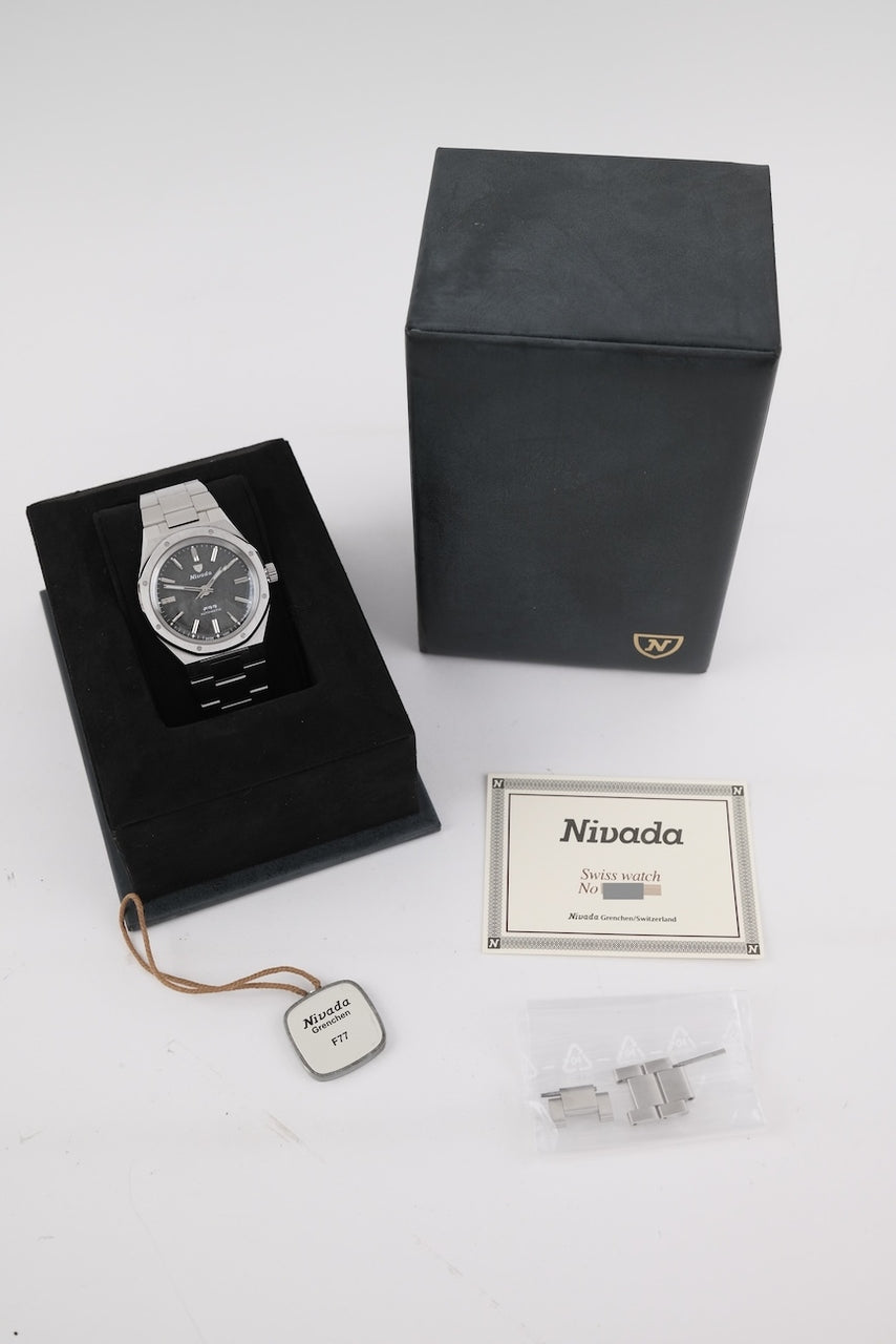 Nivada Grenchen F77 Meteorite 69041A77C - Papiere und oder Lieferumfang