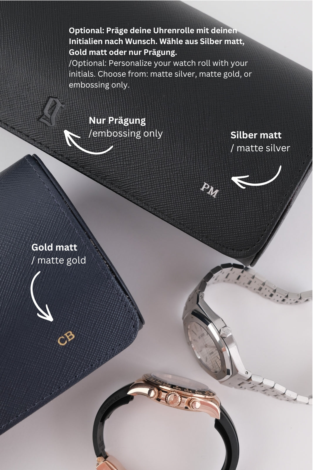 Uhrenrolle 3 - Large - Midnight Black & Wine Red